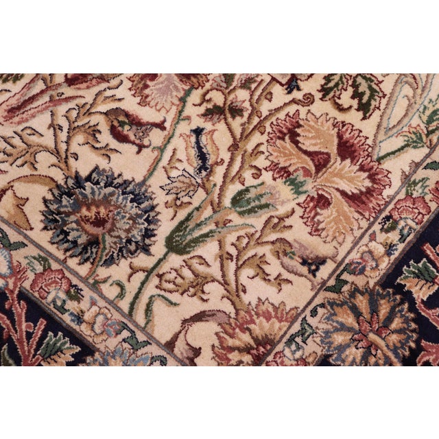 Shabby Chic Shabby Chic Floral 1990's Pak-Persian Ivory/Blue Wool Rug - 9'1'' X 12'7'' For Sale - Image 3 of 9