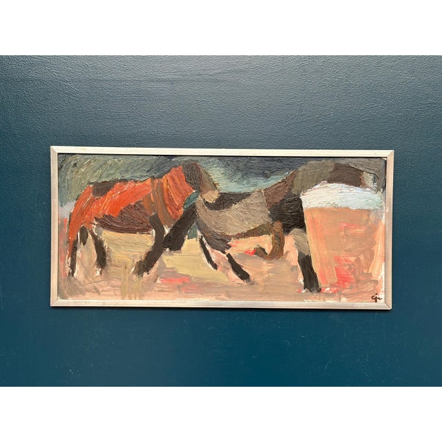 Calle Johansson, Two Horses, 1959, Oil Painting on Panel, Framed For Sale - Image 12 of 15