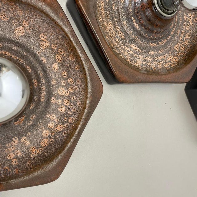 1970s Brown Ceramic Sputnik Wall Lights from Pan Keramik, Germany, 1970s, Set of 3 For Sale - Image 5 of 18