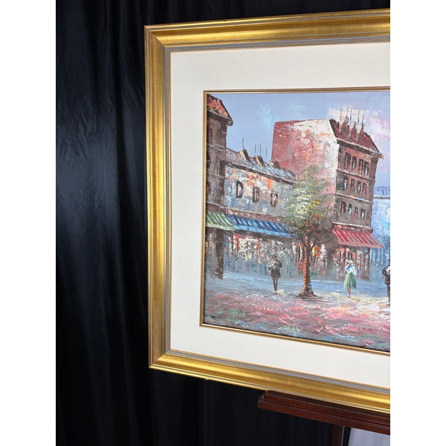 Experience the timeless romance of Montmartre with this breathtaking large-scale original oil. This mid-century...
