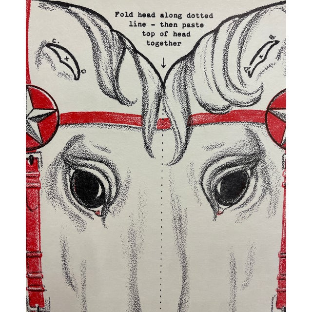 1950s child's equestrian lithograph for cutting out and making a hobby horse. On the back, an advertisement for the...