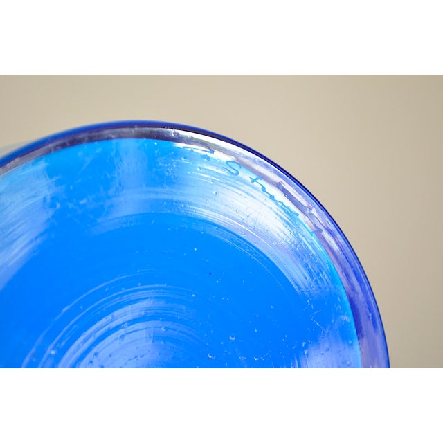 Glass Blue Vase by Per-Olaf Ström for Alsterfors, 1960s For Sale - Image 7 of 8