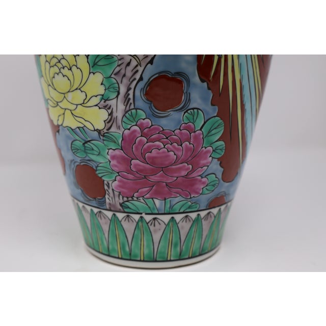 Japanese Red-Ground Bird & Peony Ceramic Vase, 12ʺ For Sale - Image 16 of 18