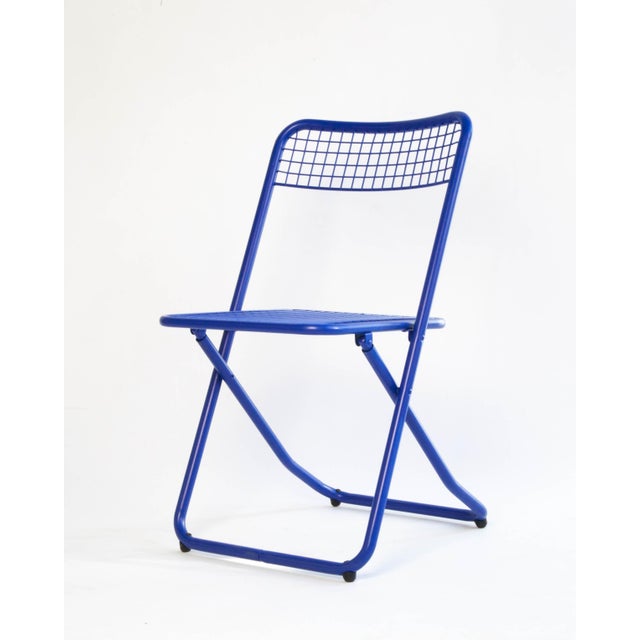 New Blue Cobalt White Metal Folding Chair By Federico Giner For