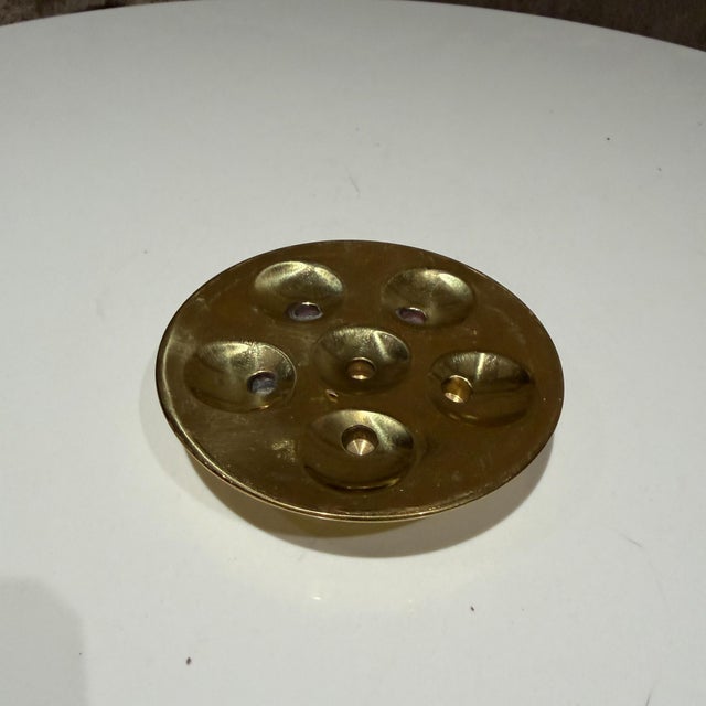 For your consideration, vintage Dansk "Saucer Spray" candle holder in brass. Designed by Jens Harald Quistgaard (JHQ) for...