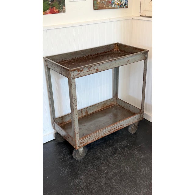 Modern 1950s Industrial Style Bar Cart For Sale - Image 3 of 7