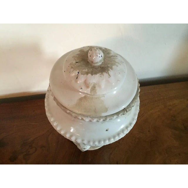 Antique White 18th Century Italian Tin Glaze Faience Pottery Covered Urn Vase For Sale - Image 8 of 11