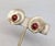 Vintage 1950s Signed Boucher Round Goldtone Faux-Carnelian Cabochon Clip Earrings-2 Pieces For Sale - Image 11 of 11