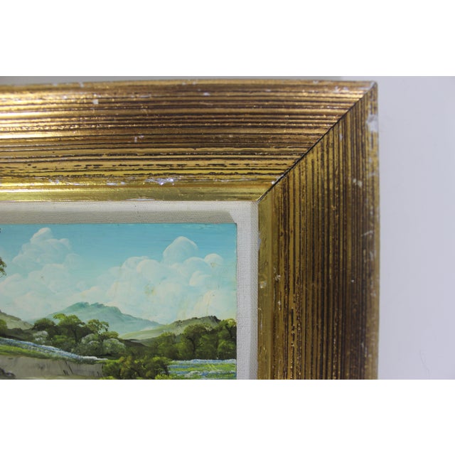 Paint Vintage Framed Landscape Painting For Sale - Image 7 of 9