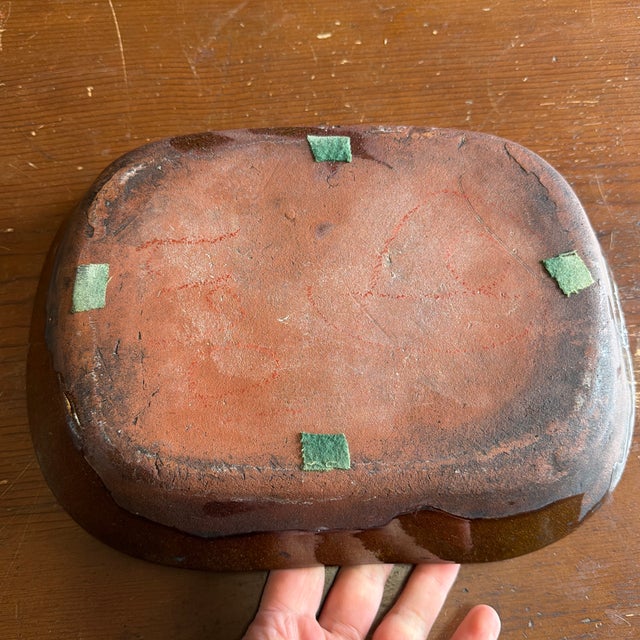 Antique English Slipware Red Pottery Decorated Divided Dish, 19th Century For Sale - Image 9 of 12