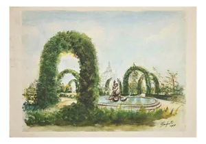 After Zeno Giglietti, Garden in Rome, Screenprint, 1985