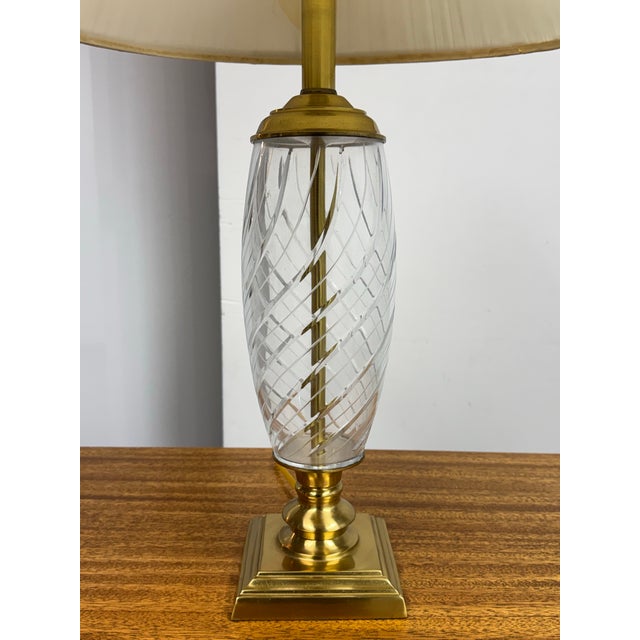 Brass Late 20th Century Style After Waterford Table Lamp For Sale - Image 8 of 12