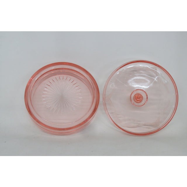 Pink Depression Glass Etched Lidded Candy Dish 4631b For Sale - Image 4 of 17