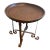 Late 20th Century Round Oak Wrought Iron Accent Table For Sale