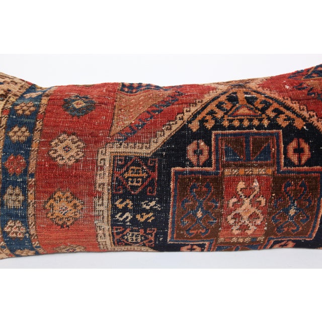 Textile Handwoven Antique Tribal Malatya Kurdish Rug Pillow -16'' X 34'' For Sale - Image 7 of 11