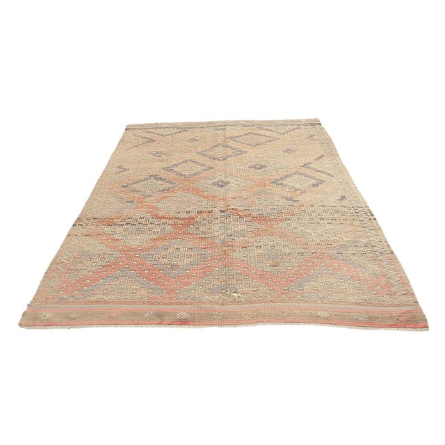 Embroidered vintage handwoven kilim rug from Denizli region of Turkey. Approximatelly 50-60 years old. In very good...