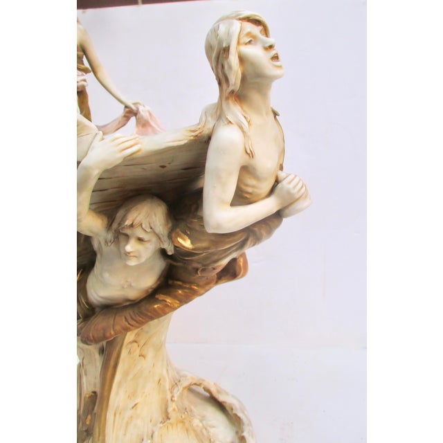 Art Nouveau Royal Dux Porcelain CenterPiece Circa 1900 For Sale - Image 3 of 16