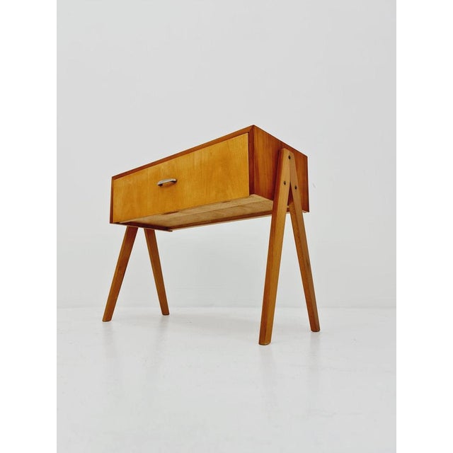 Mid-Century German Beech Side Table, 1950s For Sale - Image 5 of 11