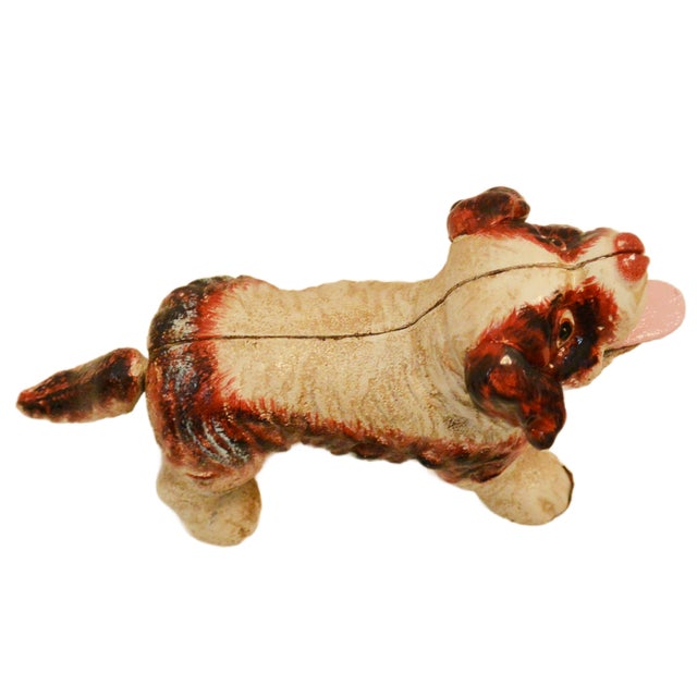 Beige Vintage Cavalier King Charles Spaniel Mechanical Cast Iron Puppy Bank For Sale - Image 8 of 11