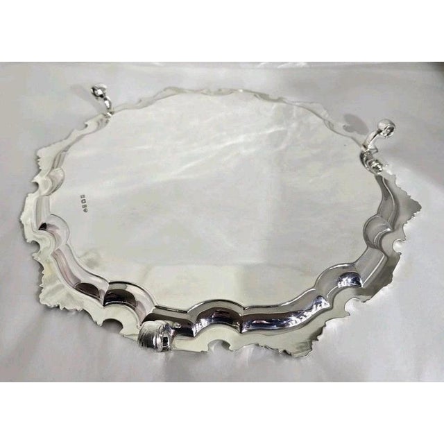 Mid-Century Sterling Silver Tray Salver from Adie Brothers, Birmingham, 1947 For Sale - Image 16 of 18