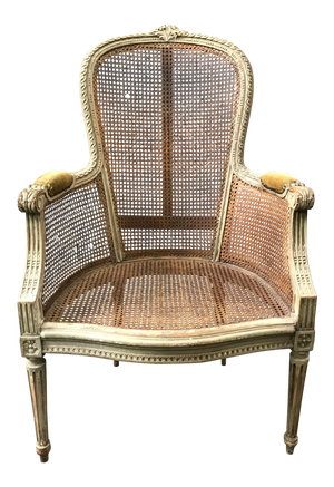 Antique French Caned Fauteuil Chair