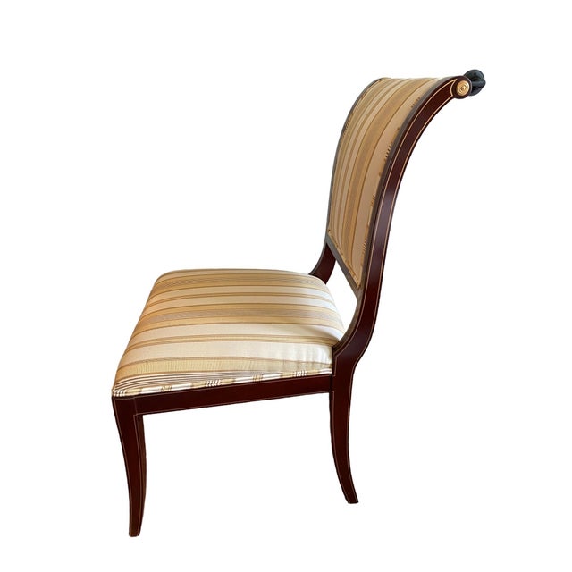 Kindel Furniture Late 20th Century Kindel Sleigh Back Mahogany and Silk Side Chair For Sale - Image 4 of 7
