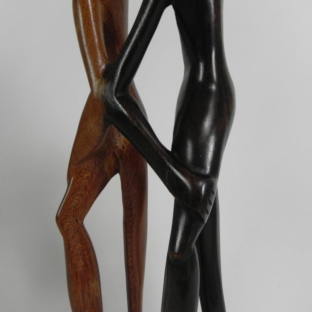 Wooden Statue of Two People, 1950s For Sale - Image 4 of 16