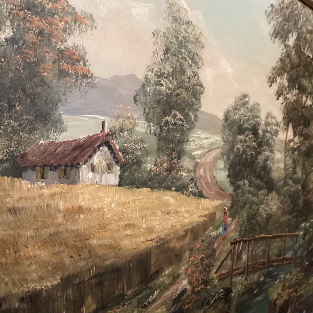 Early 20th Century Vintage Oil Painting of Landscape Rural Scene Artist Signed Framed For Sale - Image 5 of 12