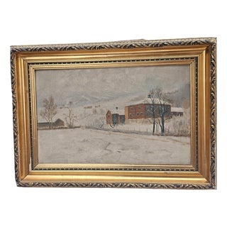 Winter Landscape, 1920s-30s, Oil Painting, Framed For Sale