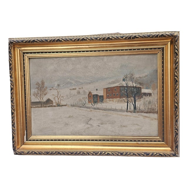 Winter Landscape, 1920s-30s, Oil Painting, Framed For Sale
