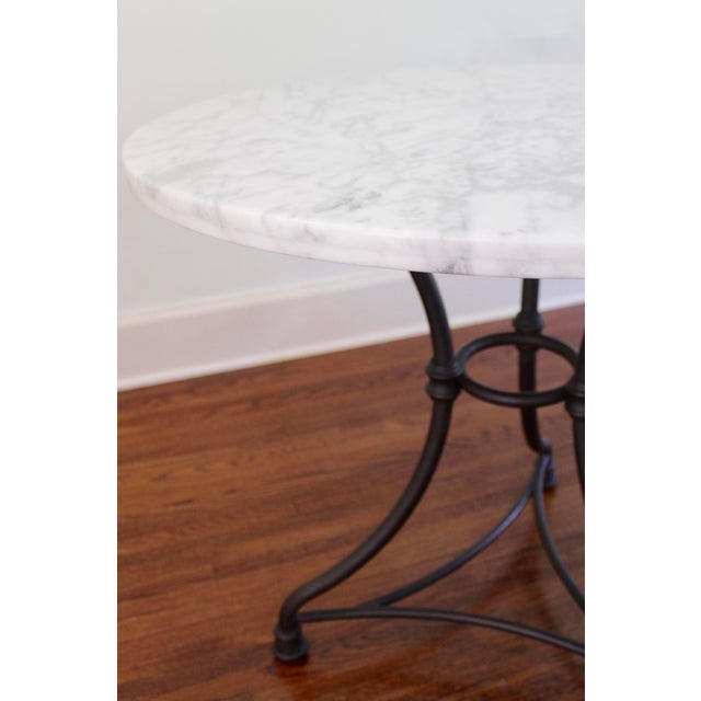 French Marble Top Wrought Iron Bistro Table For Sale - Image 3 of 9