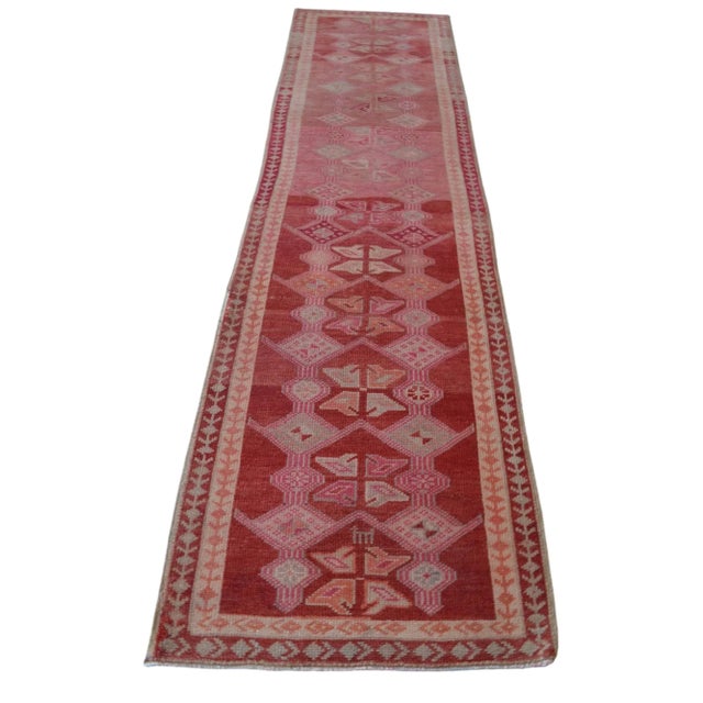 Turkish Hand-Knotted Distressed Runner Rug For Sale - Image 4 of 11