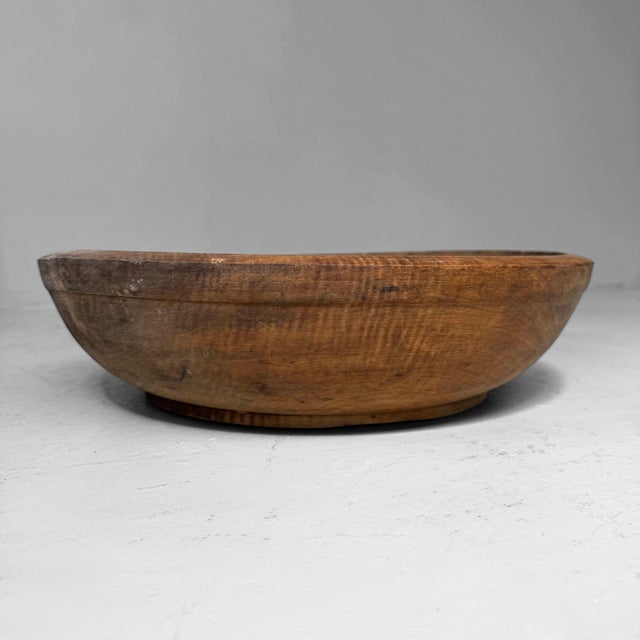 Vintage Japanese Wooden Dough Bowl, 1949 For Sale - Image 6 of 7