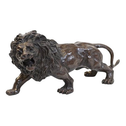 Italian Bronze Medici Lion Statue Cat Casting For Sale