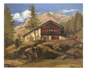 Louis Henri Salzmann, Chalet en montagne, 1937, Oil on Canvas