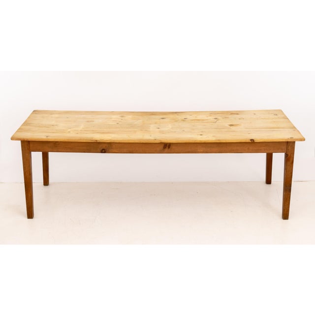 French Country French Country House Style Rustic Pine Work Table For Sale - Image 3 of 9