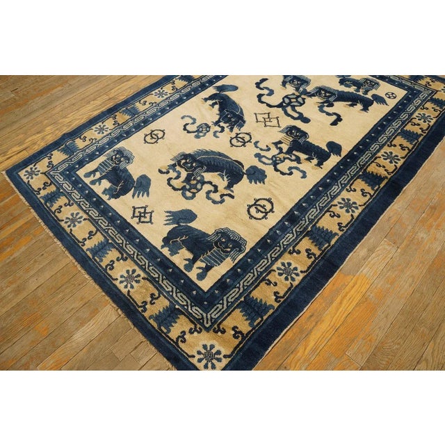 Wonderful White Ivory With Animalia Pattern Antique Chinese Ningxia Rug For Sale - Image 10 of 12