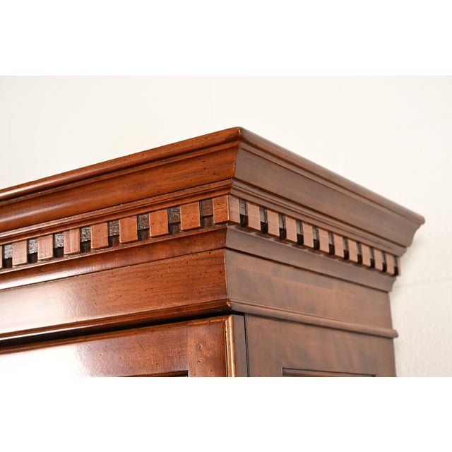 Henredon Georgian Carved Mahogany Breakfront Bookcase Cabinet For Sale - Image 10 of 16