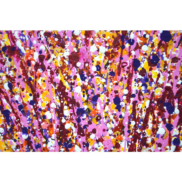 Pink Expression on Gold 23.Modern Original Hand Painting. For Sale - Image 8 of 10