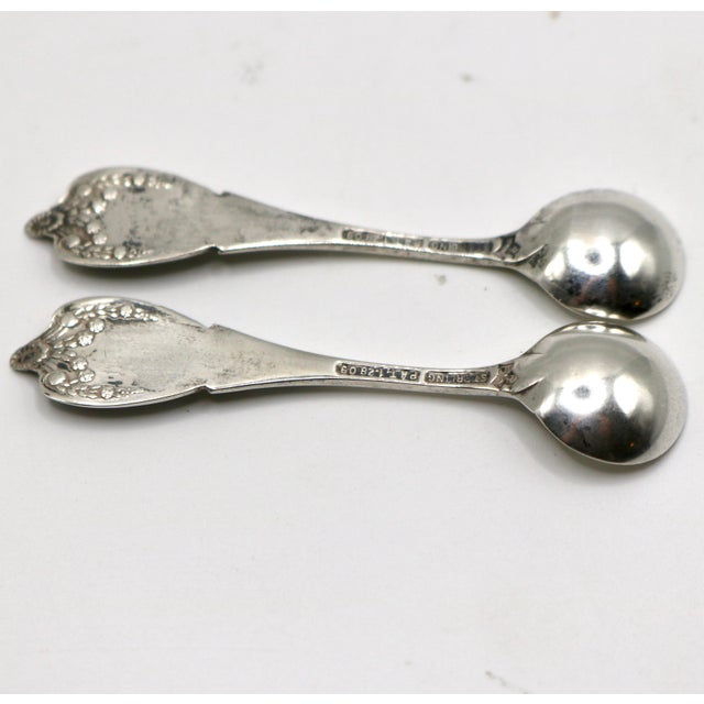 Silver Antique Edwardian Lenox Porcelain & Lunt Sterling Silver Overlay Master Salt Cellars With "Monticello" Spoons - A Pair For Sale - Image 8 of 12