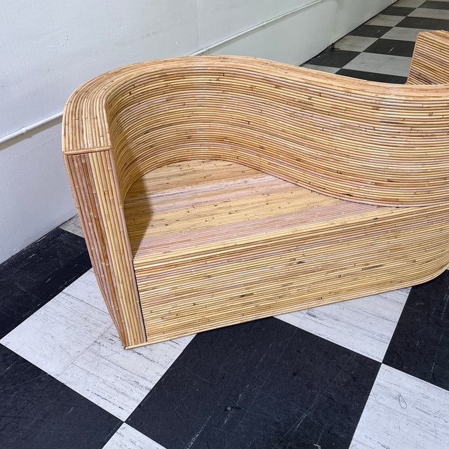 Vintage Pencil Reed Bamboo Rattan Conversation Chair For Sale - Image 4 of 11