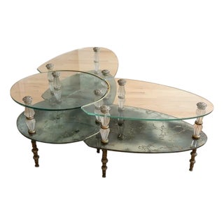 1940s Hollywood Regency 3-Piece "Verre Églomisé" Modular Coffee Table Set by Goran of Belgium For Sale
