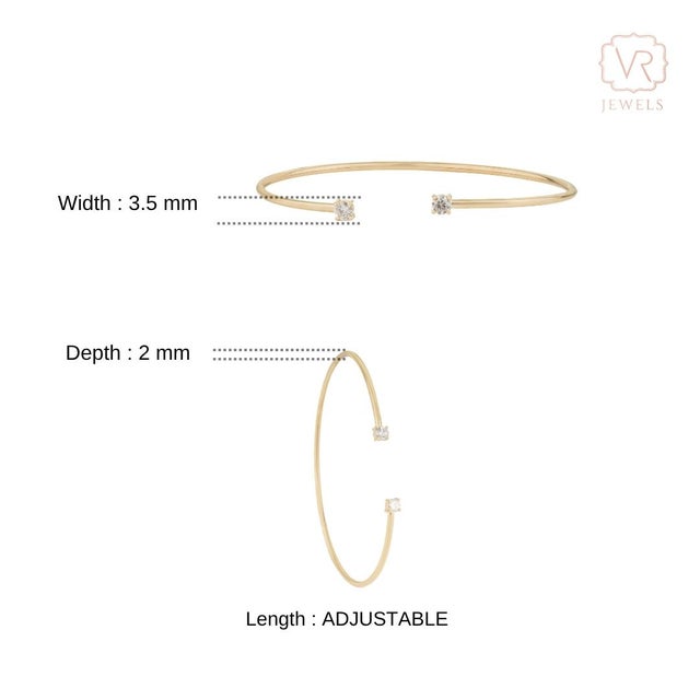 Brilliant Cut Diamond Adjustable Cuff Bangle Bracelet in 14k Yellow Gold For Sale - Image 11 of 15