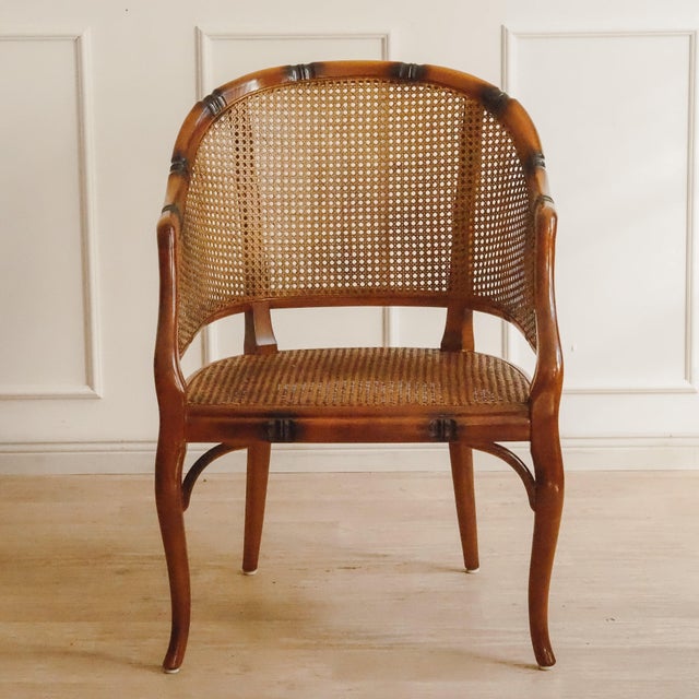 Vintage Faux Bamboo Armchair with Viennese Wickerwork, 1970 For Sale - Image 4 of 15