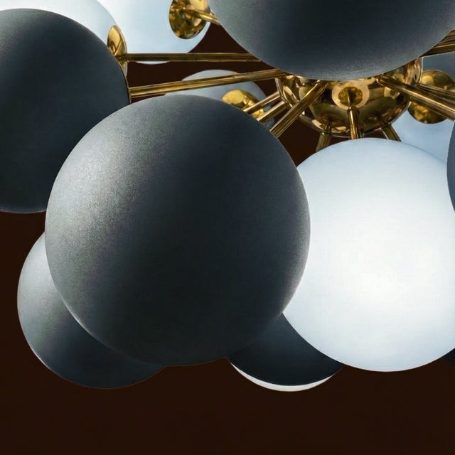 Sputnik Lamp with Matte Blue Balloons For Sale - Image 4 of 5