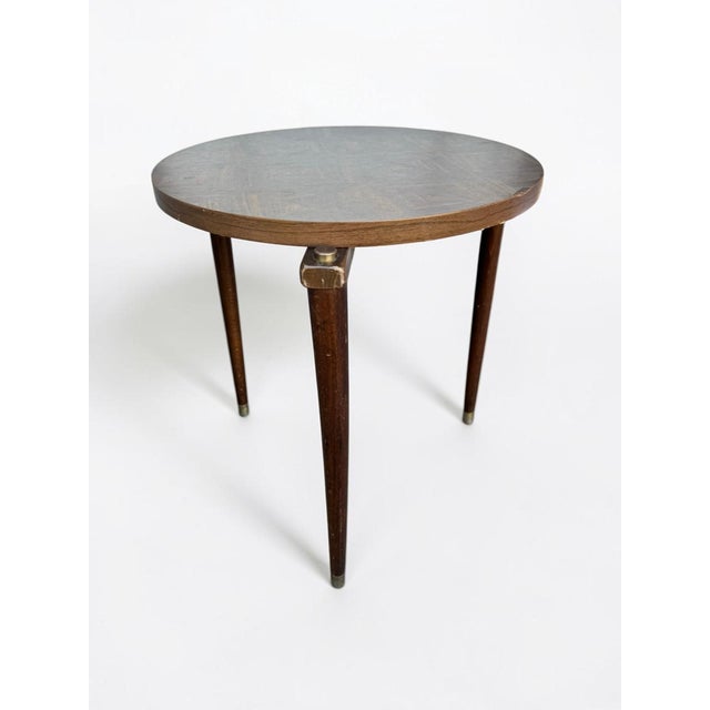 1960s Vintage Mid Century Laminate Top Round Side Accent Table For Sale - Image 4 of 7