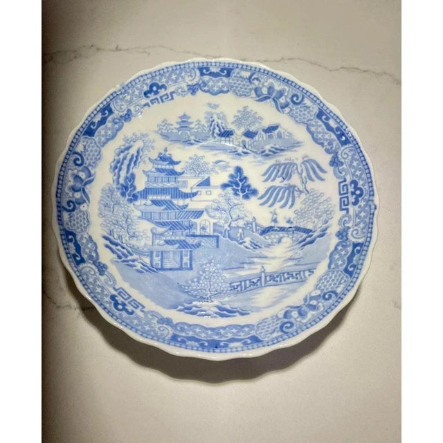 Blue Antique Blue & White Chinoiserie Decorative Bowl For Sale - Image 8 of 8