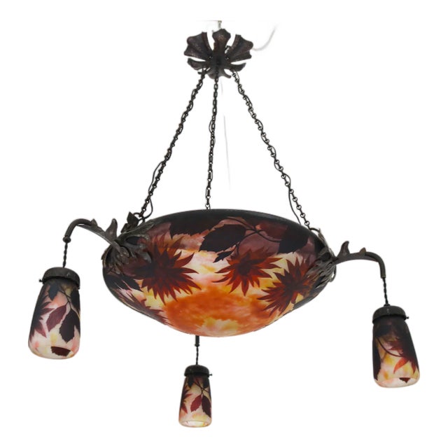 Large Model Dahlia Majorelle Pendant by Louis Majorelle for Daum For Sale