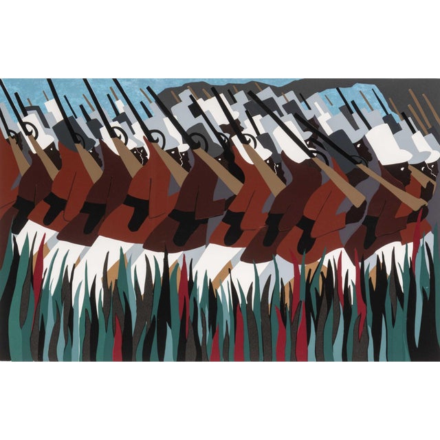 Jacob Lawrence (American, 1917-2000), "The March", Screenprint in Colors on Bainbridge Paper, 1995, from "The Life of...