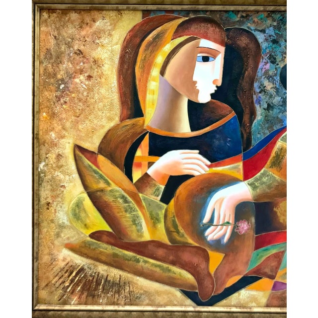 21st Century C. Loft Original Cubist Abstract Oil Painting, Framed, 43.5"w For Sale - Image 4 of 7